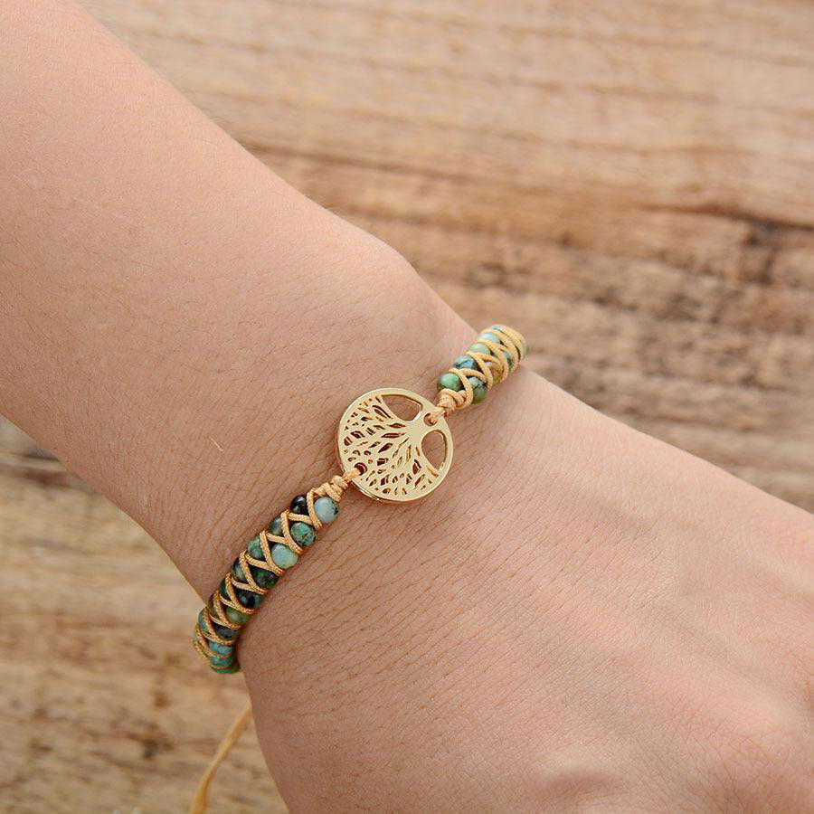 Handmade African Jasper Tree of Life String Braided Bracelet - Jewelry Trends USA