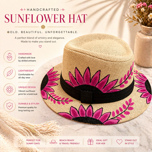 Handcrafted Sunflower Straw Hat