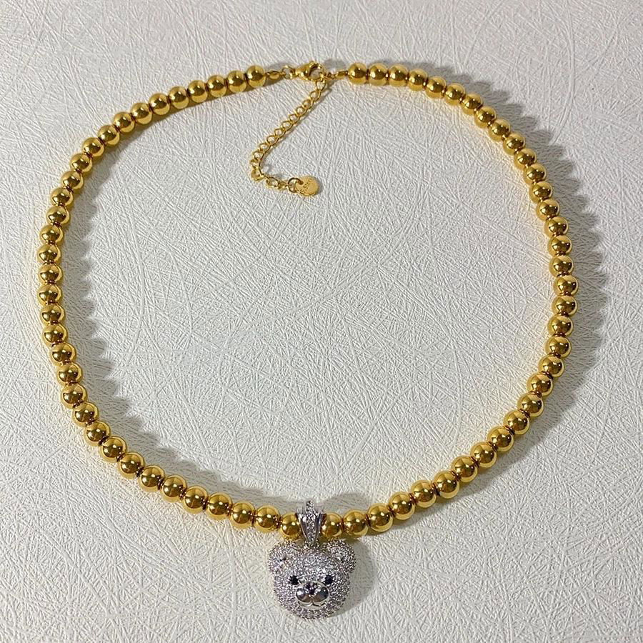 Hip-Hop Cool Style Bear Stainless Steel Copper Plating Inlay 18K Gold Plated Artificial Diamond Pendant Necklace - Jewelry Trends USA