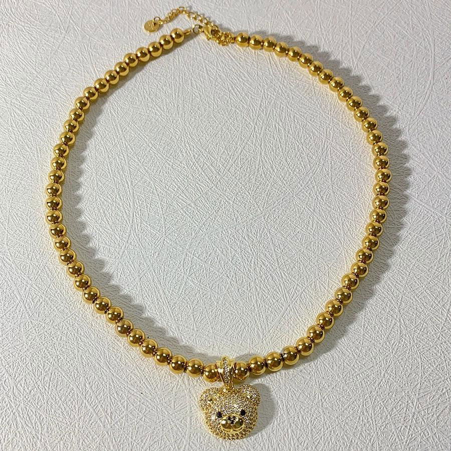 Hip-Hop Cool Style Bear Stainless Steel Copper Plating Inlay 18K Gold Plated Artificial Diamond Pendant Necklace - Jewelry Trends USA