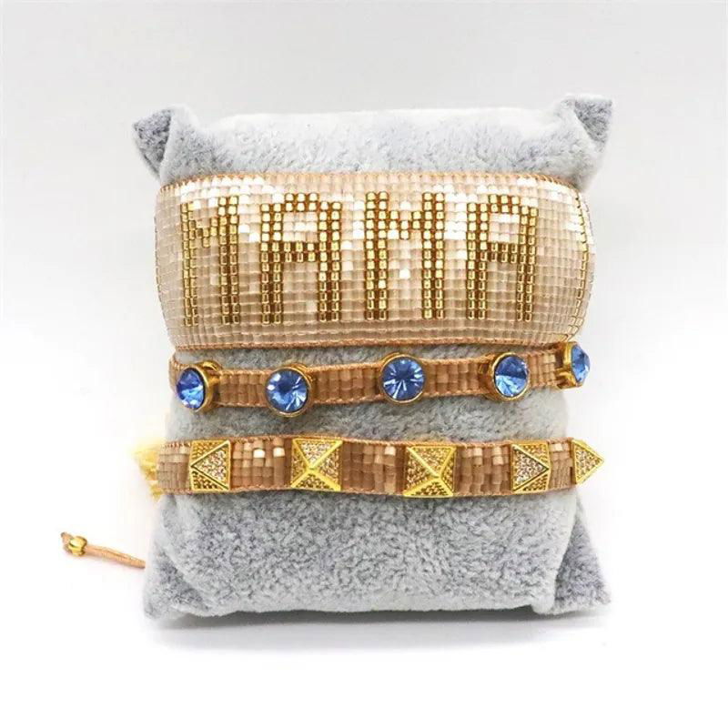 Ins New Colorful Smile Letter Miyuki Bracelet Set Smile Rainbow Evil Eye Beaded Bracelet - Jewelry Trends USA