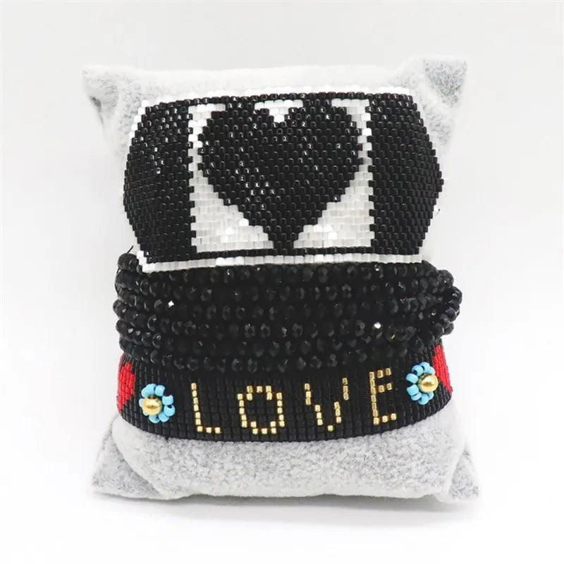 Ins New Colorful Smile Letter Miyuki Bracelet Set Smile Rainbow Evil Eye Beaded Bracelet - Jewelry Trends USA