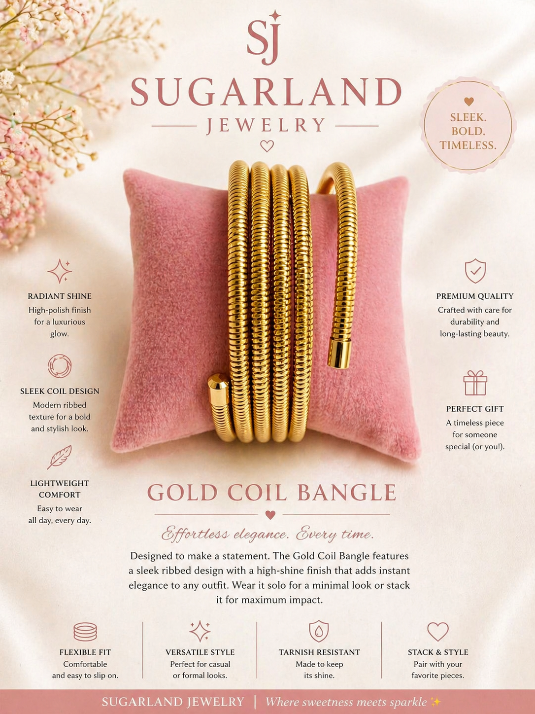Elegant Gold Coil Wrap Bracelet