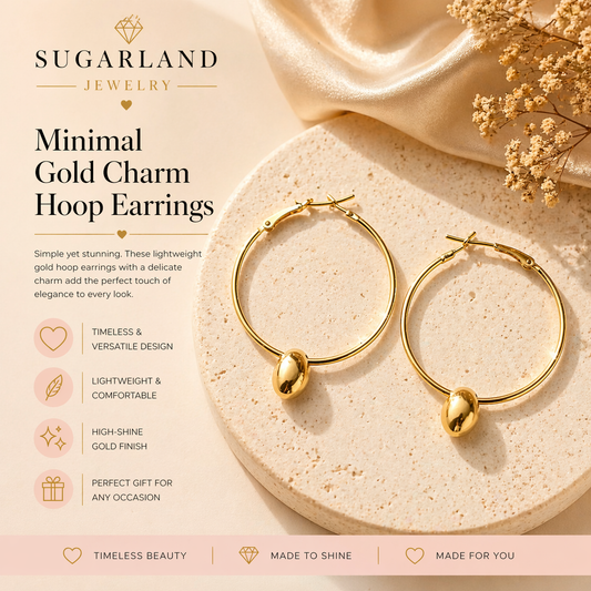 Minimal Gold Charm Hoop Earrings