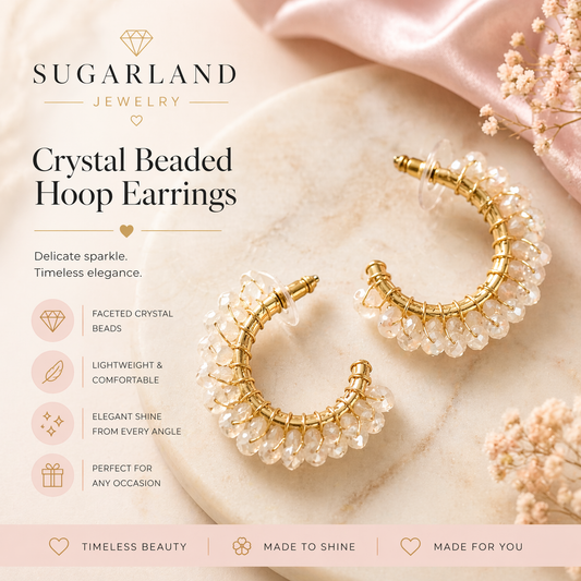 Crystal Beaded Hoop Earrings