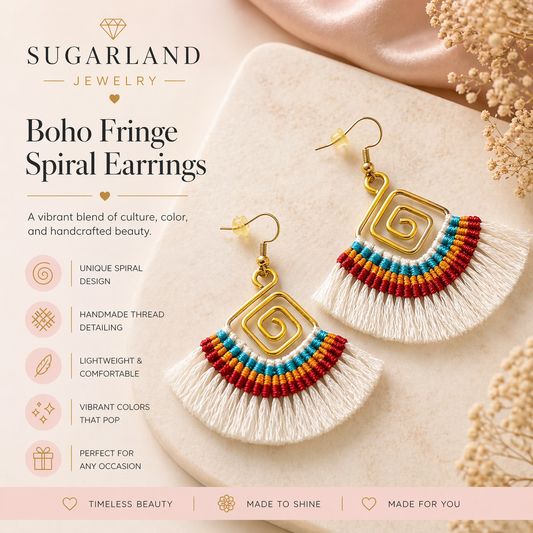 Boho Fringe Spiral Earrings