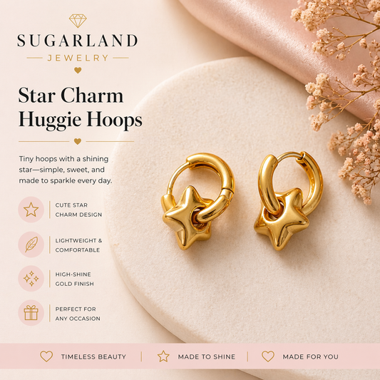 Star Charm Huggie Earrings