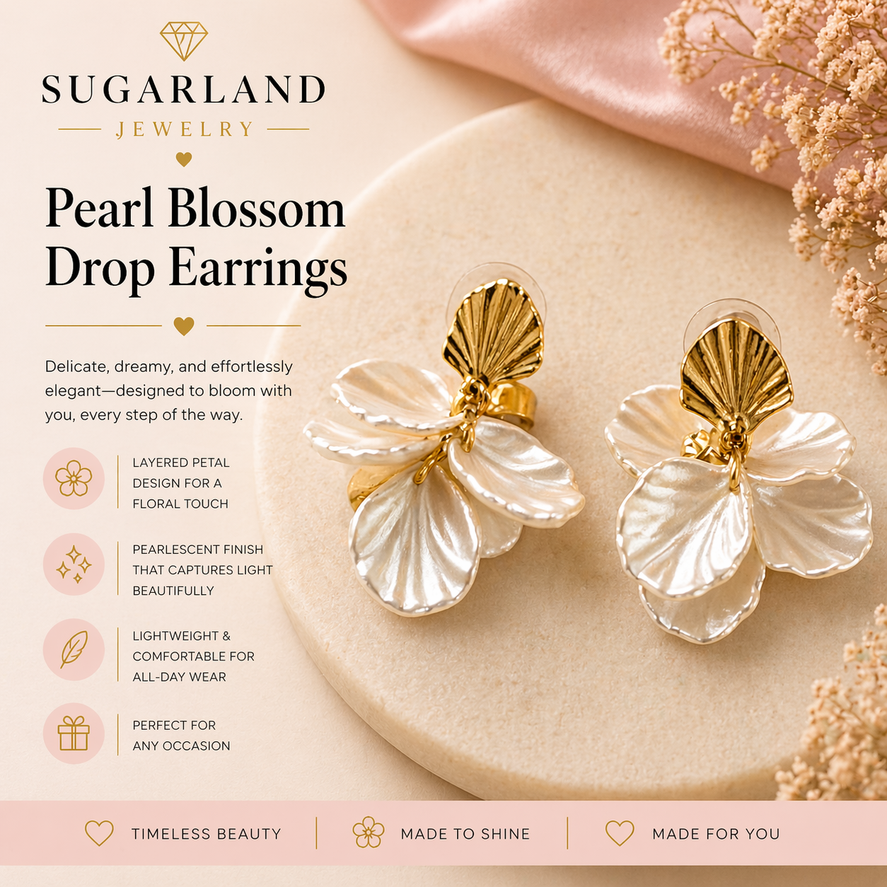 Pearl Blossom Drop Earrings