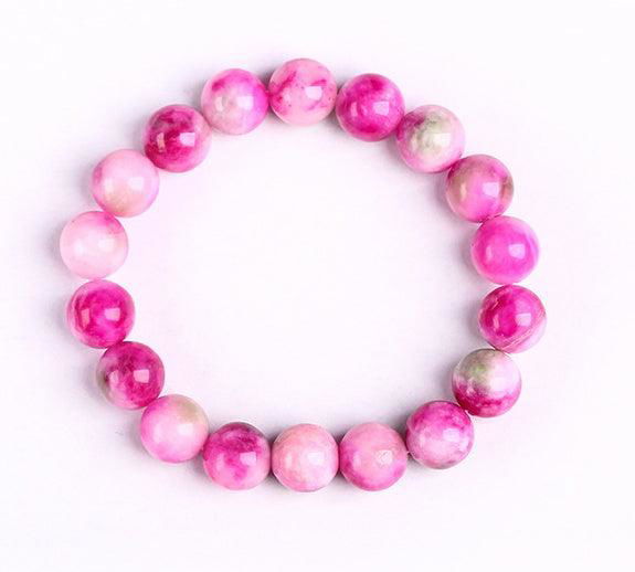 Natural White Pink Chalcedony Single Circle DIY Bracelet - Jewelry Trends USA