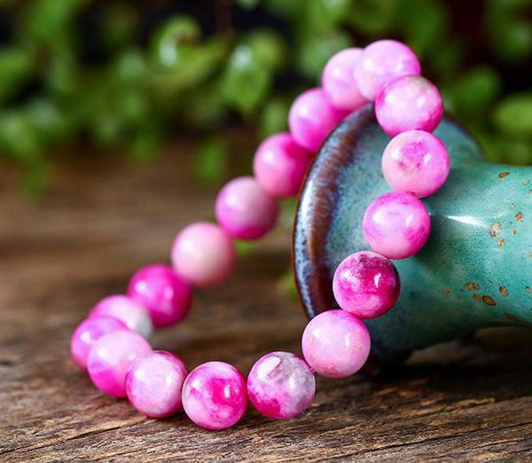 Natural White Pink Chalcedony Single Circle DIY Bracelet - Jewelry Trends USA