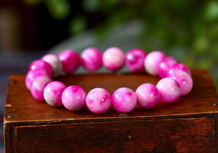 Natural White Pink Chalcedony Single Circle DIY Bracelet - Jewelry Trends USA
