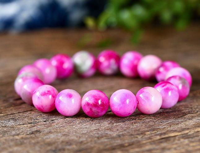 Natural White Pink Chalcedony Single Circle DIY Bracelet - Jewelry Trends USA