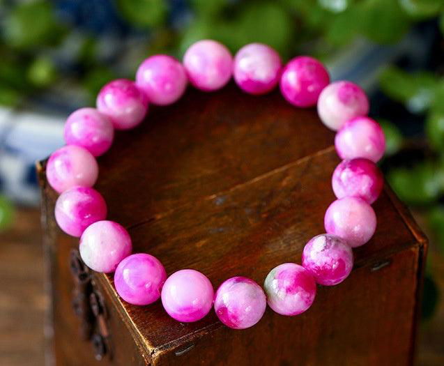 Natural White Pink Chalcedony Single Circle DIY Bracelet - Jewelry Trends USA