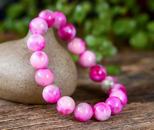 Natural White Pink Chalcedony Single Circle DIY Bracelet - Jewelry Trends USA