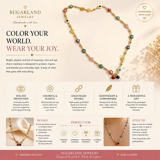 Evil Eye Charm Necklace – Color Pop Edition