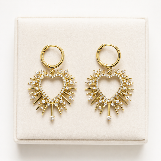 Radiant Heart Drop Hoops