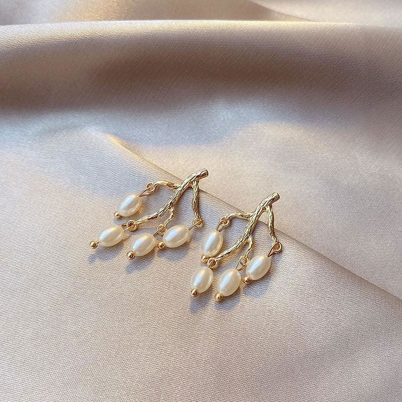 Pearl branch earrings earrings women - Jewelry Trends USA