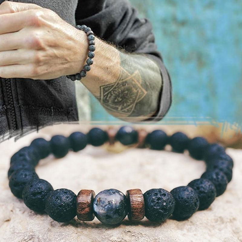 Personality Men's Black Volcanic Stone Bracelet - Jewelry Trends USA