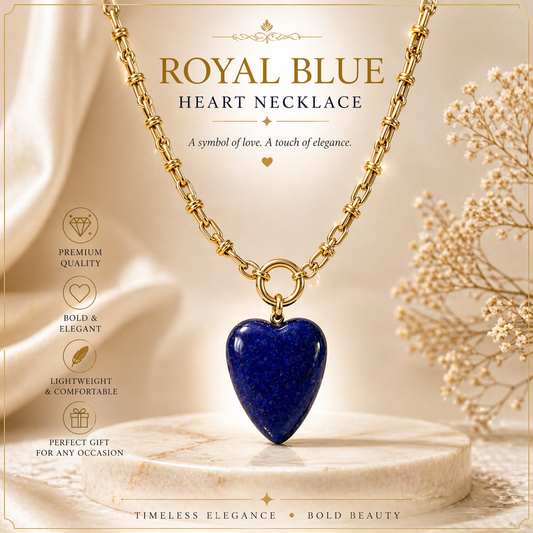 Royal Blue Heart Pendant Necklace