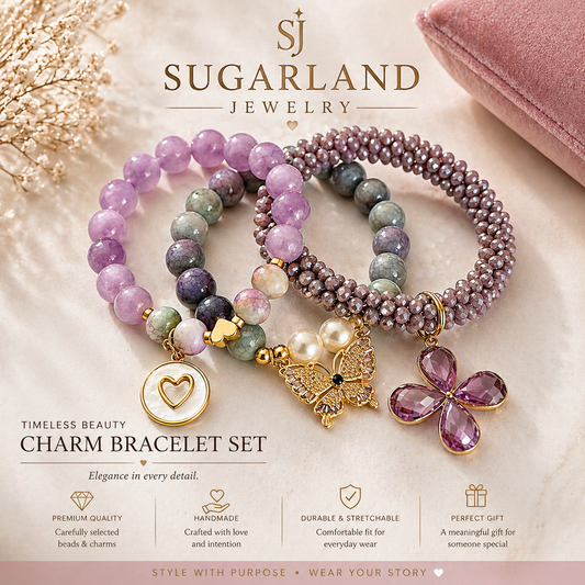Blush Charm Trio Bracelet Set