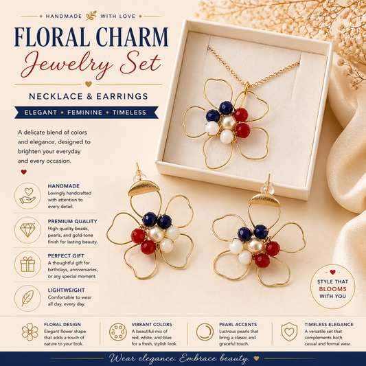 Elegant Handmade Floral Jewelry Set (Necklace & Earrings)