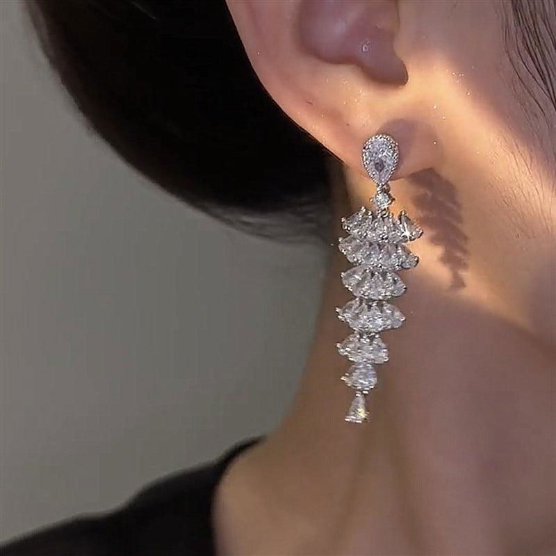 Sparkling Zircon Christmas Tree Drop Earrings For Women Trendy Xmas Tree Plant Dangle Earrings New Year Festival Party Jewelry - Jewelry Trends USA