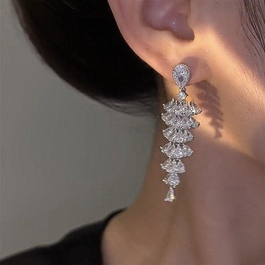 Sparkling Zircon Christmas Tree Drop Earrings For Women Trendy Xmas Tree Plant Dangle Earrings New Year Festival Party Jewelry - Jewelry Trends USA
