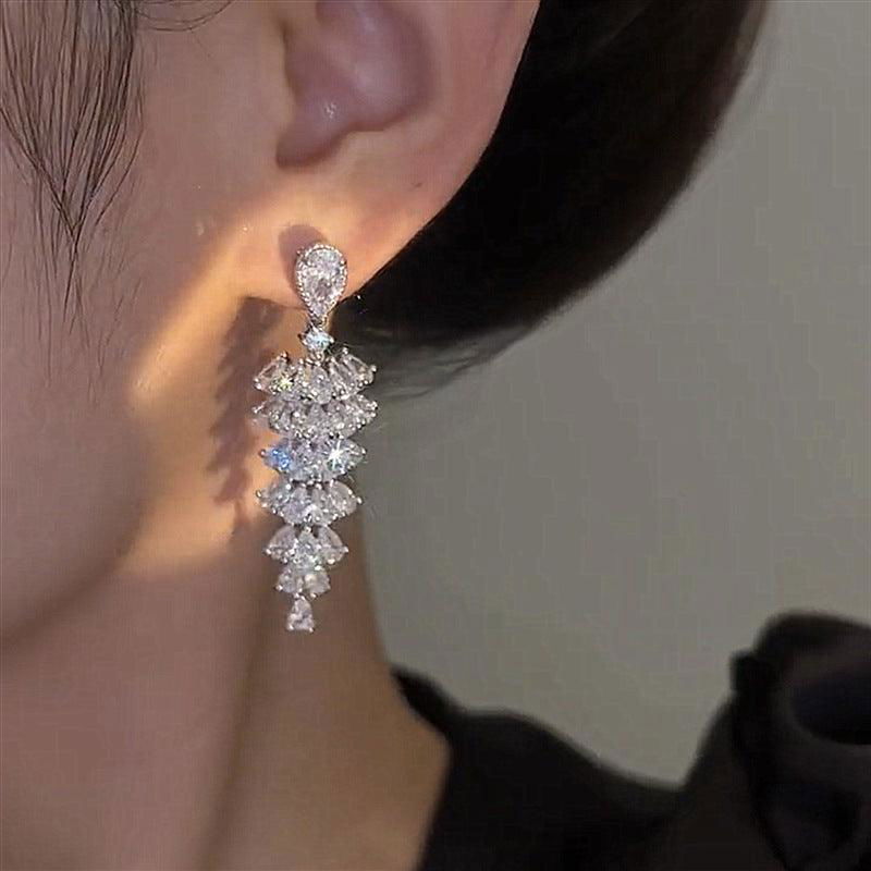 Sparkling Zircon Christmas Tree Drop Earrings For Women Trendy Xmas Tree Plant Dangle Earrings New Year Festival Party Jewelry - Jewelry Trends USA