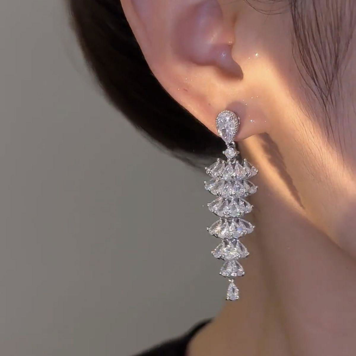 Sparkling Zircon Christmas Tree Drop Earrings For Women Trendy Xmas Tree Plant Dangle Earrings New Year Festival Party Jewelry - Jewelry Trends USA
