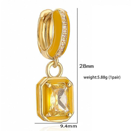 Sweet Colorful Drop Oil Copper Inlaid Color Diamond Cube Sugar Earrings - Jewelry Trends USA