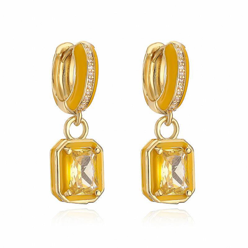 Sweet Colorful Drop Oil Copper Inlaid Color Diamond Cube Sugar Earrings - Jewelry Trends USA