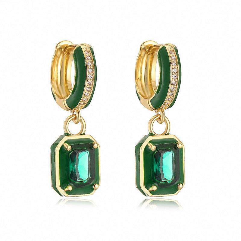 Sweet Colorful Drop Oil Copper Inlaid Color Diamond Cube Sugar Earrings - Jewelry Trends USA