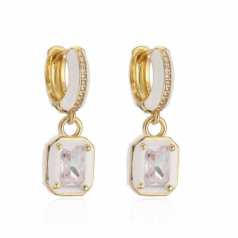 Sweet Colorful Drop Oil Copper Inlaid Color Diamond Cube Sugar Earrings - Jewelry Trends USA