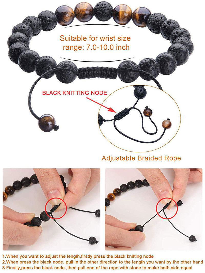 Tiger Eye & Matte Black Agate Couple Bracelets - Jewelry Trends USA