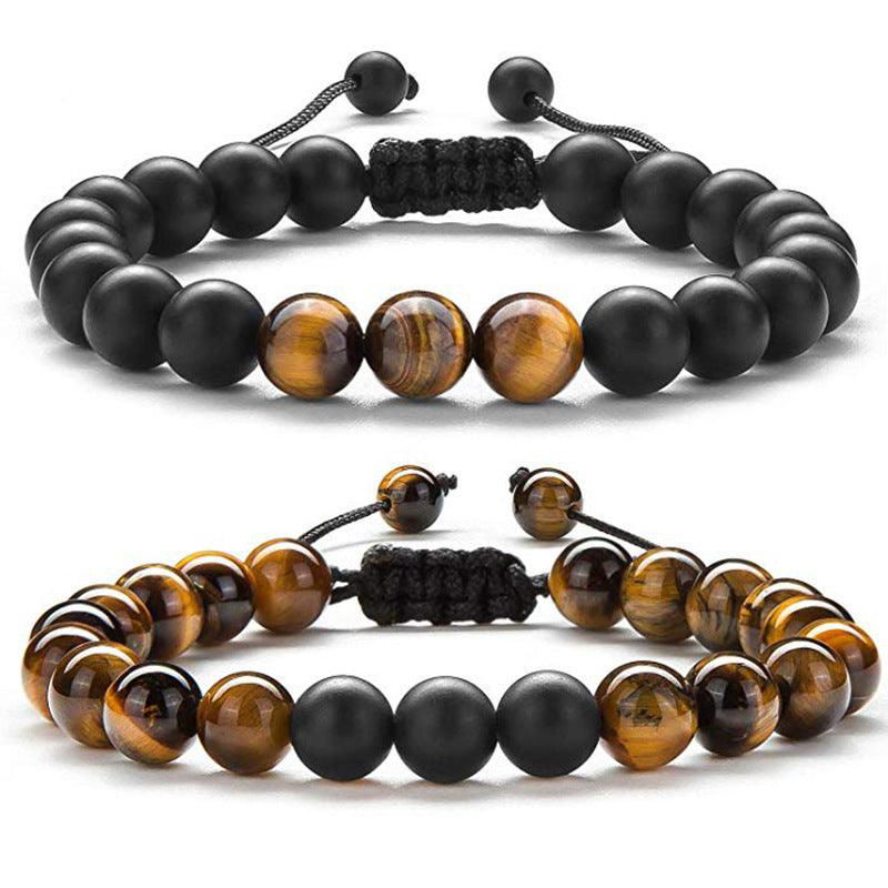 Tiger Eye & Matte Black Agate Couple Bracelets - Jewelry Trends USA