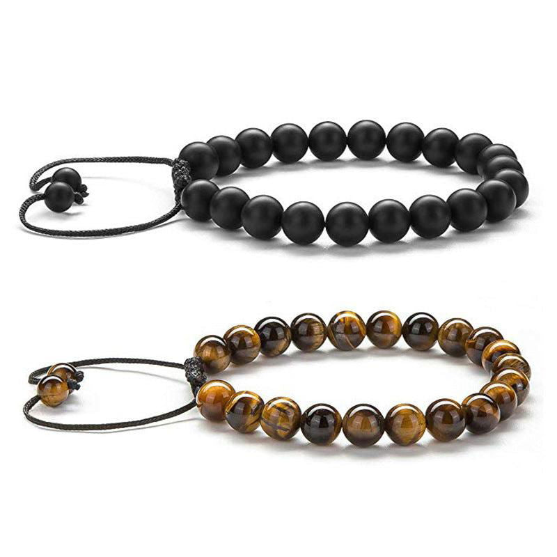 Tiger Eye & Matte Black Agate Couple Bracelets - Jewelry Trends USA