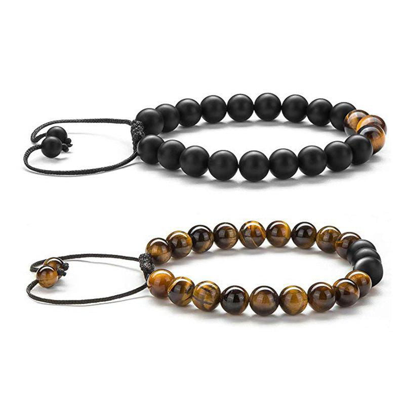 Tiger Eye & Matte Black Agate Couple Bracelets - Jewelry Trends USA