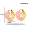 Titanium Steel Oil Painting Heart-shaped Round Stainless Steel Earrings - Jewelry Trends USA