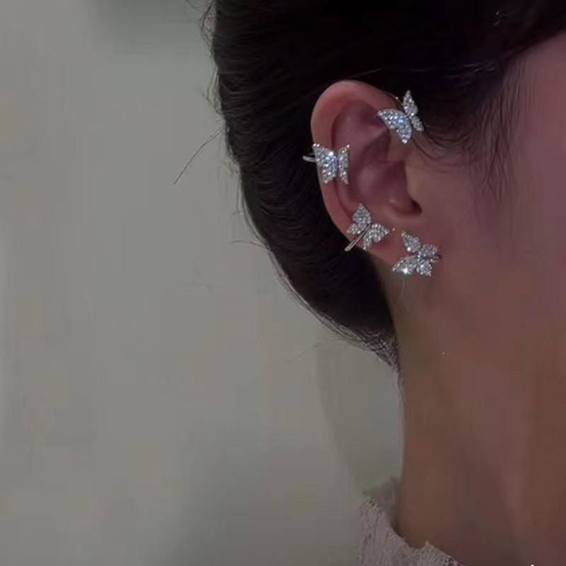 Trendy Butterfly Ear Clip and Hook Earrings - Jewelry Trends USA