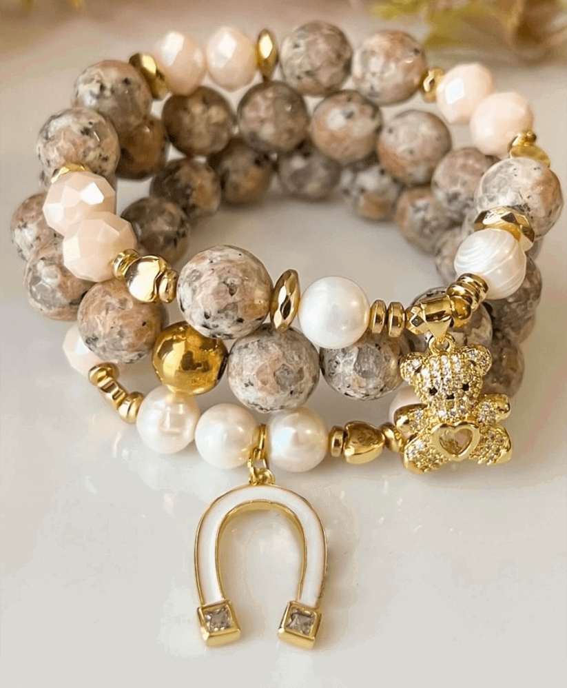 Tripple strand marbelized Horseshoe bracelet - Jewelry Trends USA