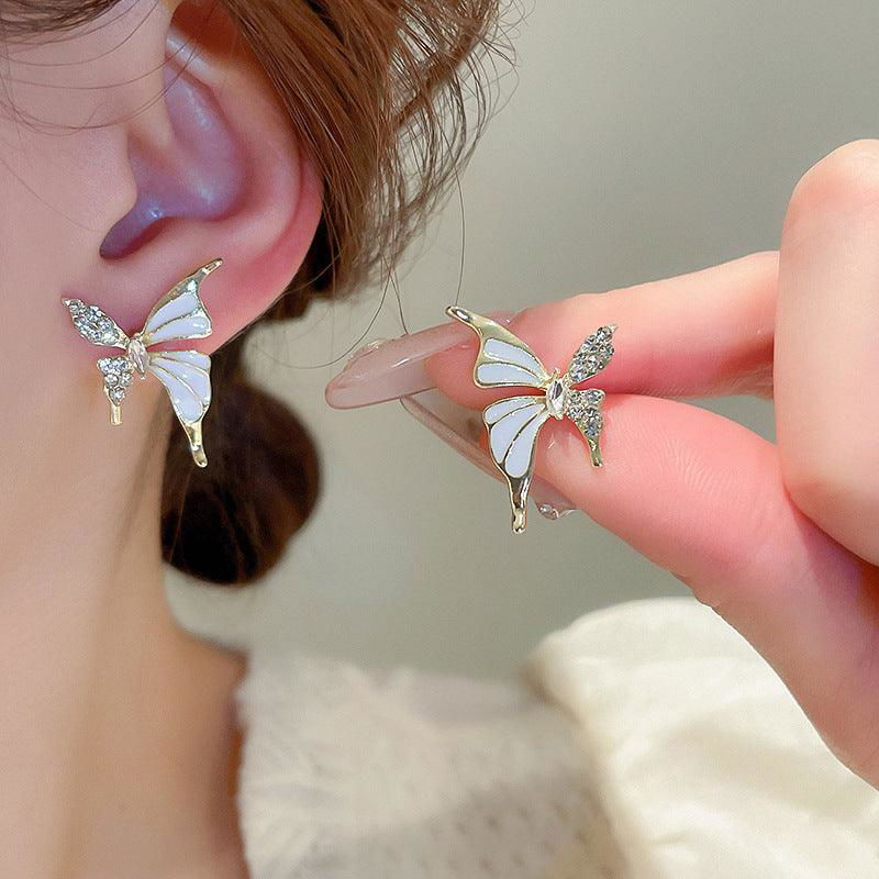 Women's Rhinestone Dripped Butterflies Stud Earrings - Jewelry Trends USA