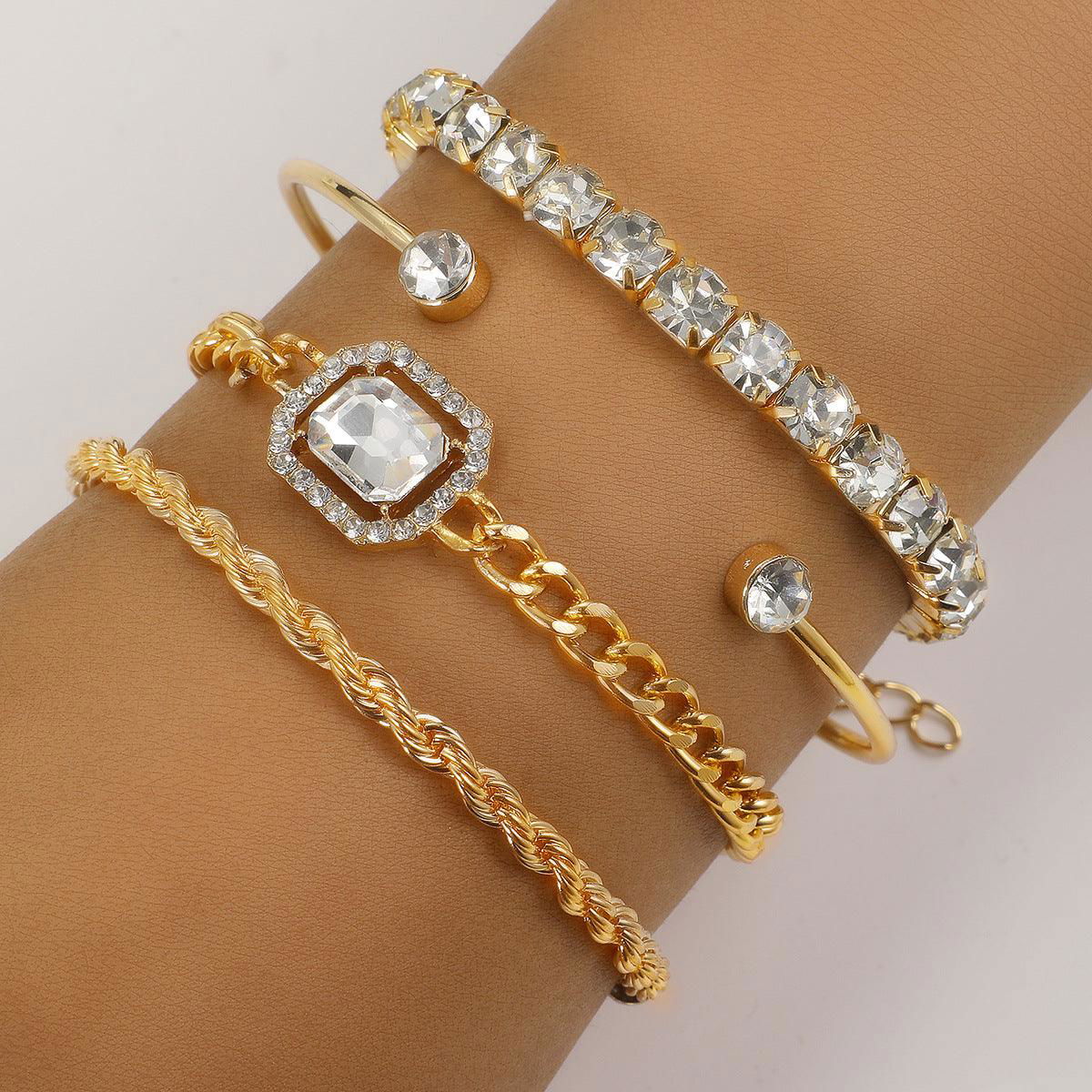 Women’s Vintage Bohemian Design Crystal Bracelet Set – 4 Pcs - Jewelry Trends USA