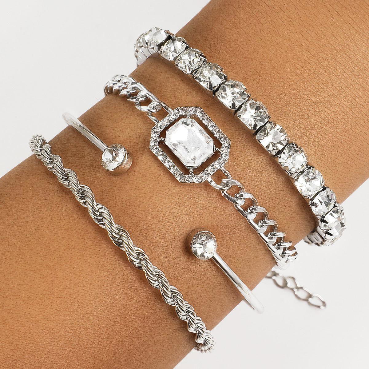 Women’s Vintage Bohemian Design Crystal Bracelet Set – 4 Pcs - Jewelry Trends USA