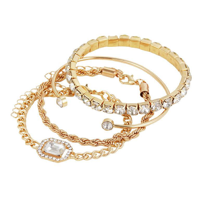 Women’s Vintage Bohemian Design Crystal Bracelet Set – 4 Pcs - Jewelry Trends USA