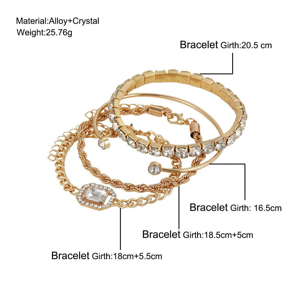 Women’s Vintage Bohemian Design Crystal Bracelet Set – 4 Pcs - Jewelry Trends USA