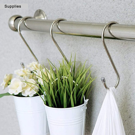 10 Pack 3.5 Inch Heavy Duty S Hooks for Plants, Outdoor, Light, Cup, Large Hangers - Black