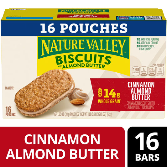 Cinnamon Almond Butter Biscuit Sandwiches Snack Bars (16 Pouches)