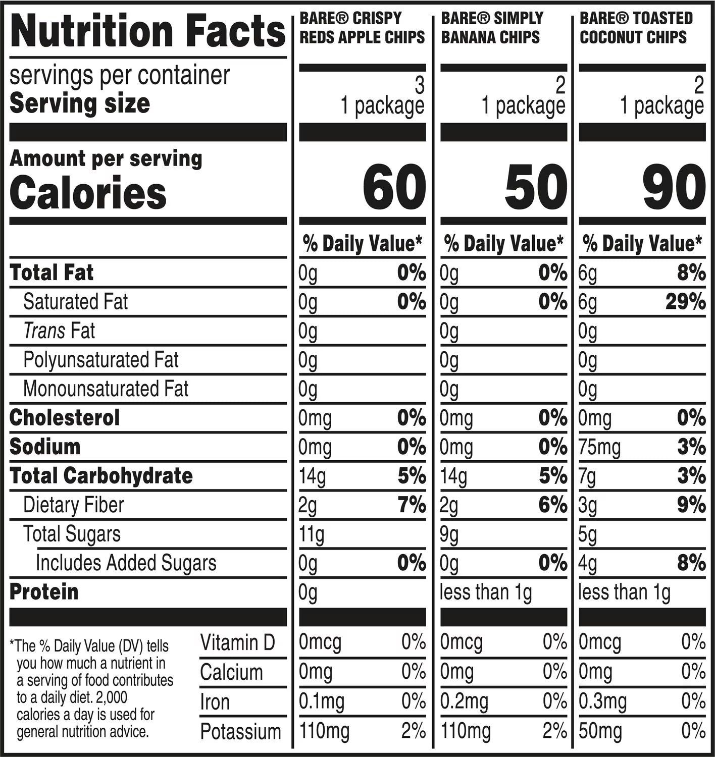 Bare, Baked Crunchy Fruit Chips Snack Pack, 0.53 Oz Bags, 7 Count