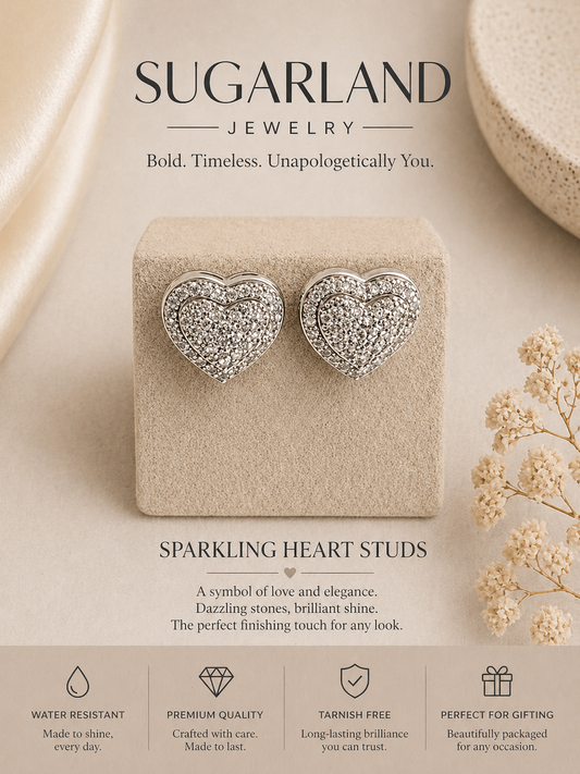 Sparkling Heart Studs