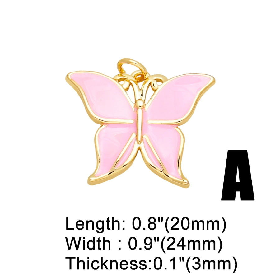 artistic heart shape butterfly copper enamel plating inlay zircon 18k gold plated pendants jewelry accessories - Jewelry Trends USA